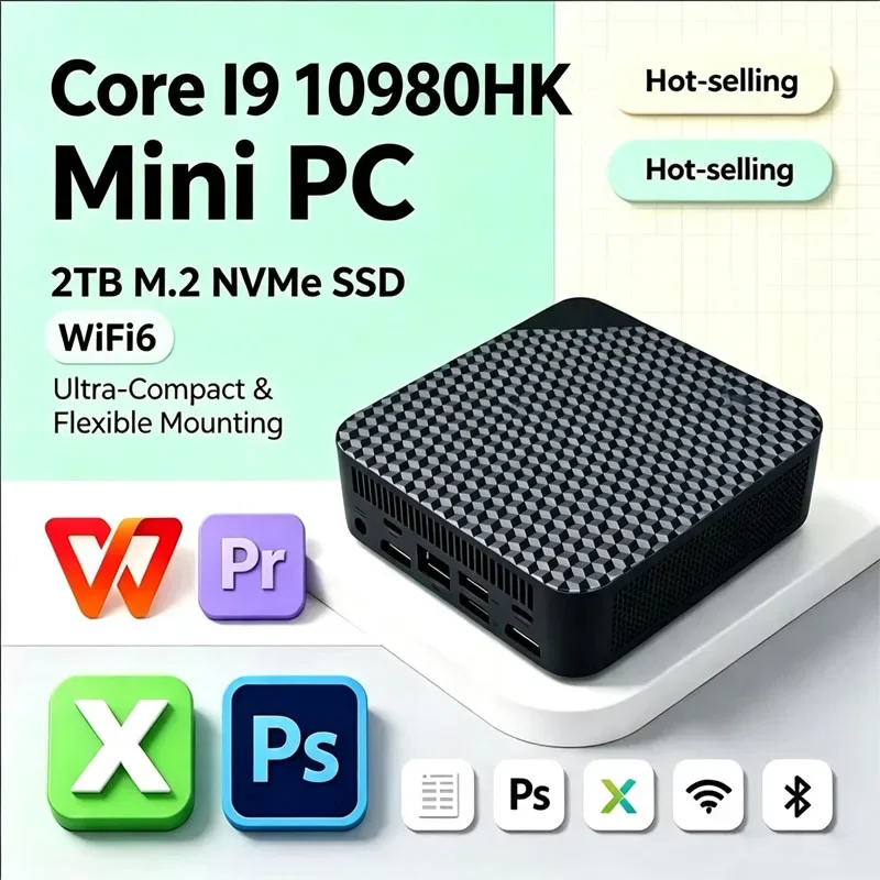 ミニpc-ハニカム構造-インテル-core-i9-10980hk-コンパクトプロ-32gb-ram-大容量ssd-4kスクリーン-wifi6-bt52-多機能-オフィス-ゲーミングデバイス