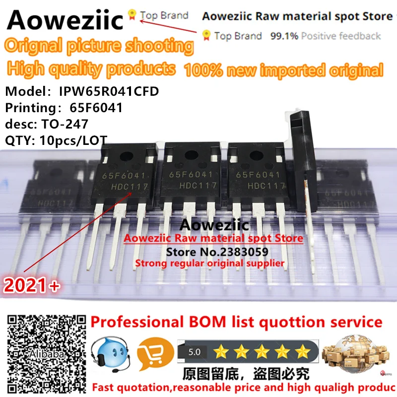 

Aoweziic 2023+ 100% New Imported Original IPW65R041CFD 65F6041 TO-247 High power MOS FET 68.5A 650V