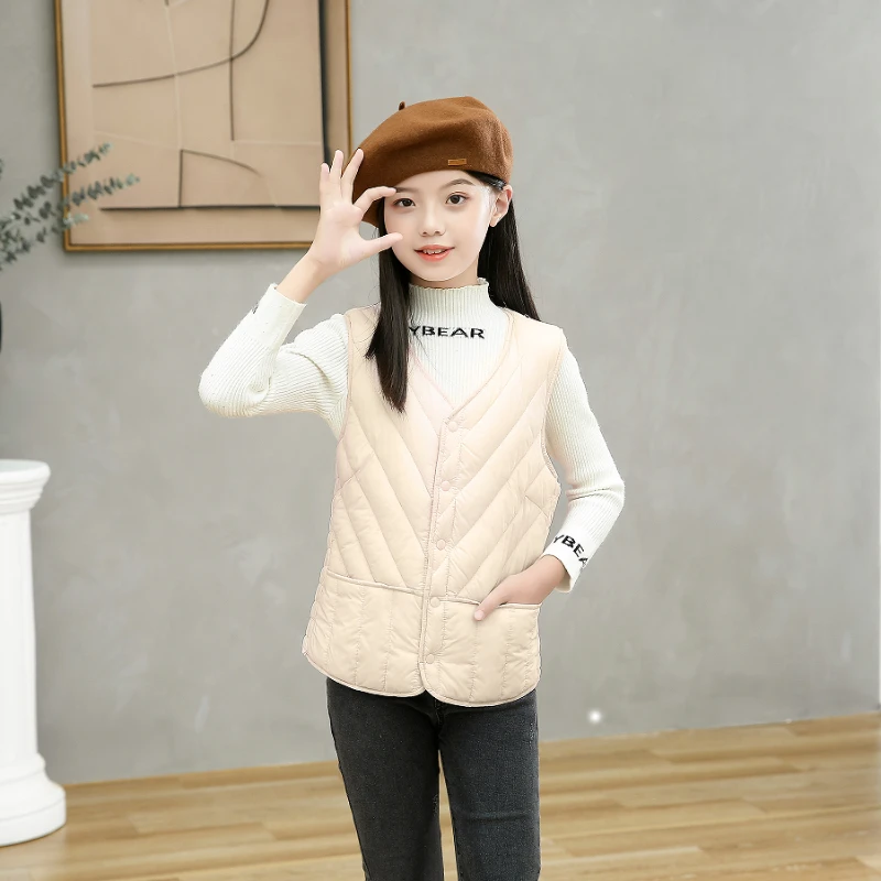 Autumn Kid Vest Winter Warm Fleece Sleeveless Jacket for Boys Girls Casual Versatile Teenage Children Outerwear 9 10 11 12 Years