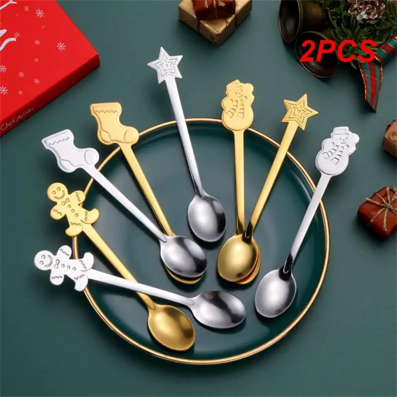 2PCS Coffee Spoon Durable Materials Festive Kitchen Gadgets Highest Evaluation Unique Christmas Gift Stainless Steel Spoon