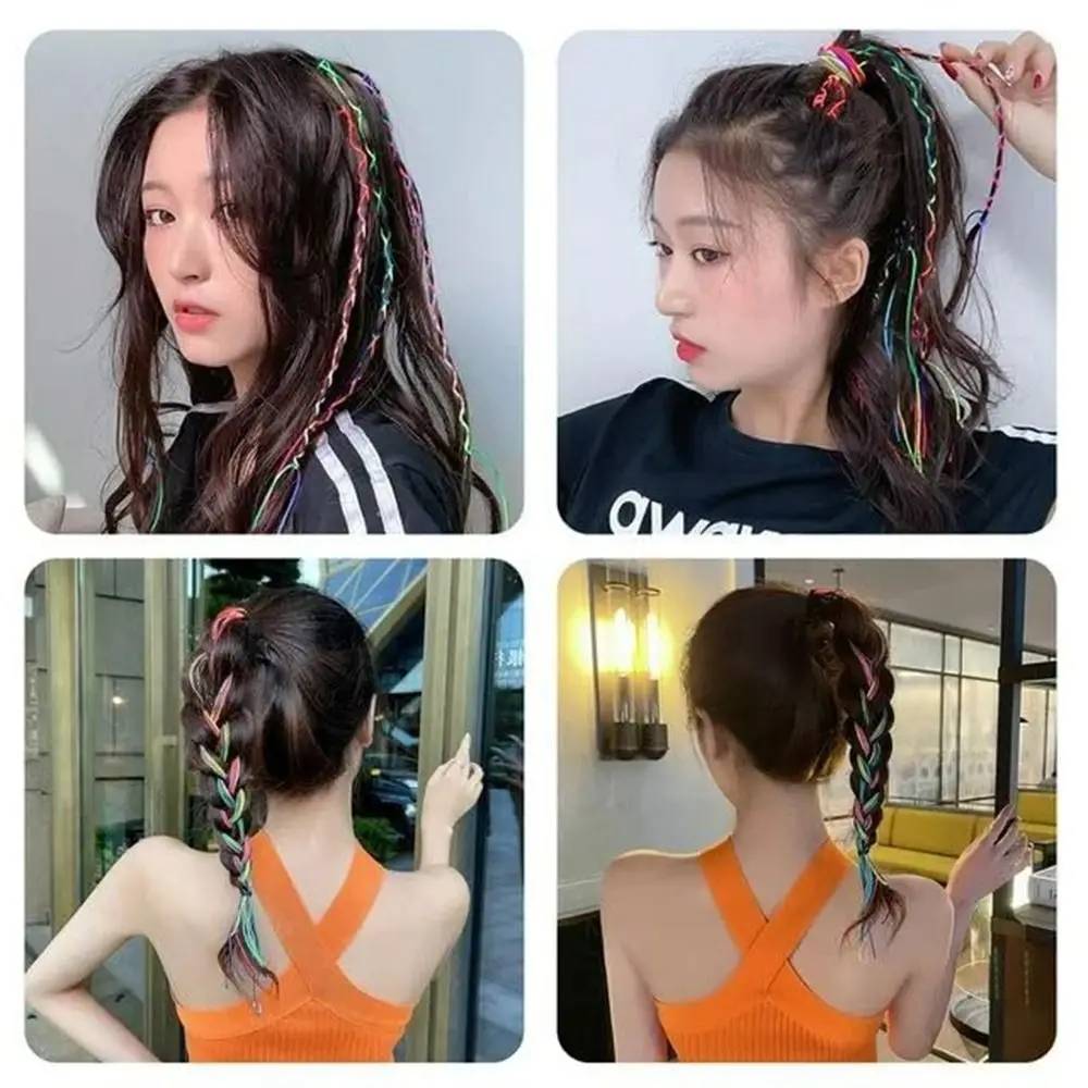 16/24/32Pcs Gradient Color Colorful Hair Strings Rainbow Braiding Hair Ribbons Hair Rope Hair Tie Hair Accessories