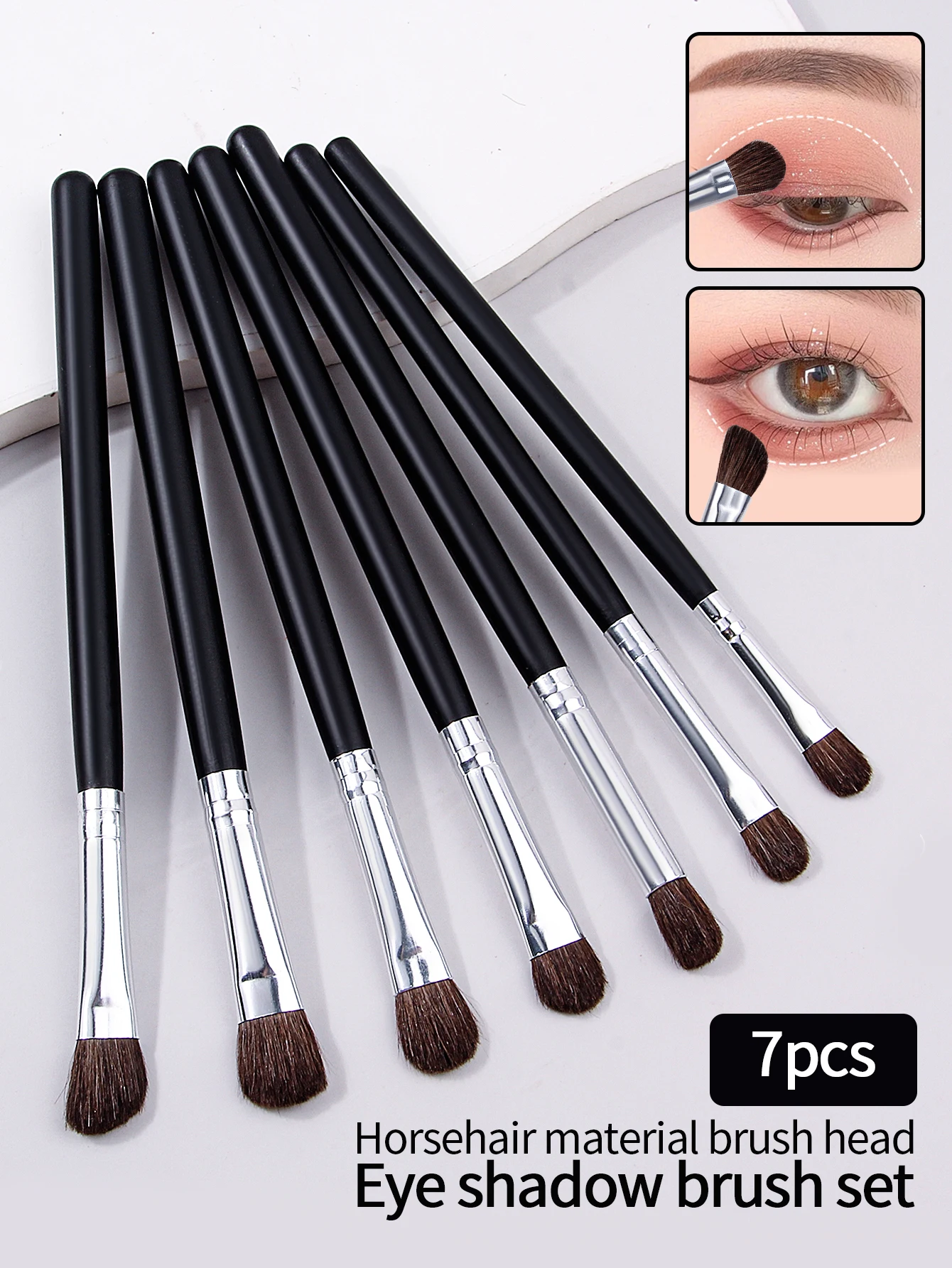 7pcs Eye Makeup Brush Pony Hair Brush Professional Eye Shadow Brush Set Soft Portable Rendering Brush Professional Beauty Tools