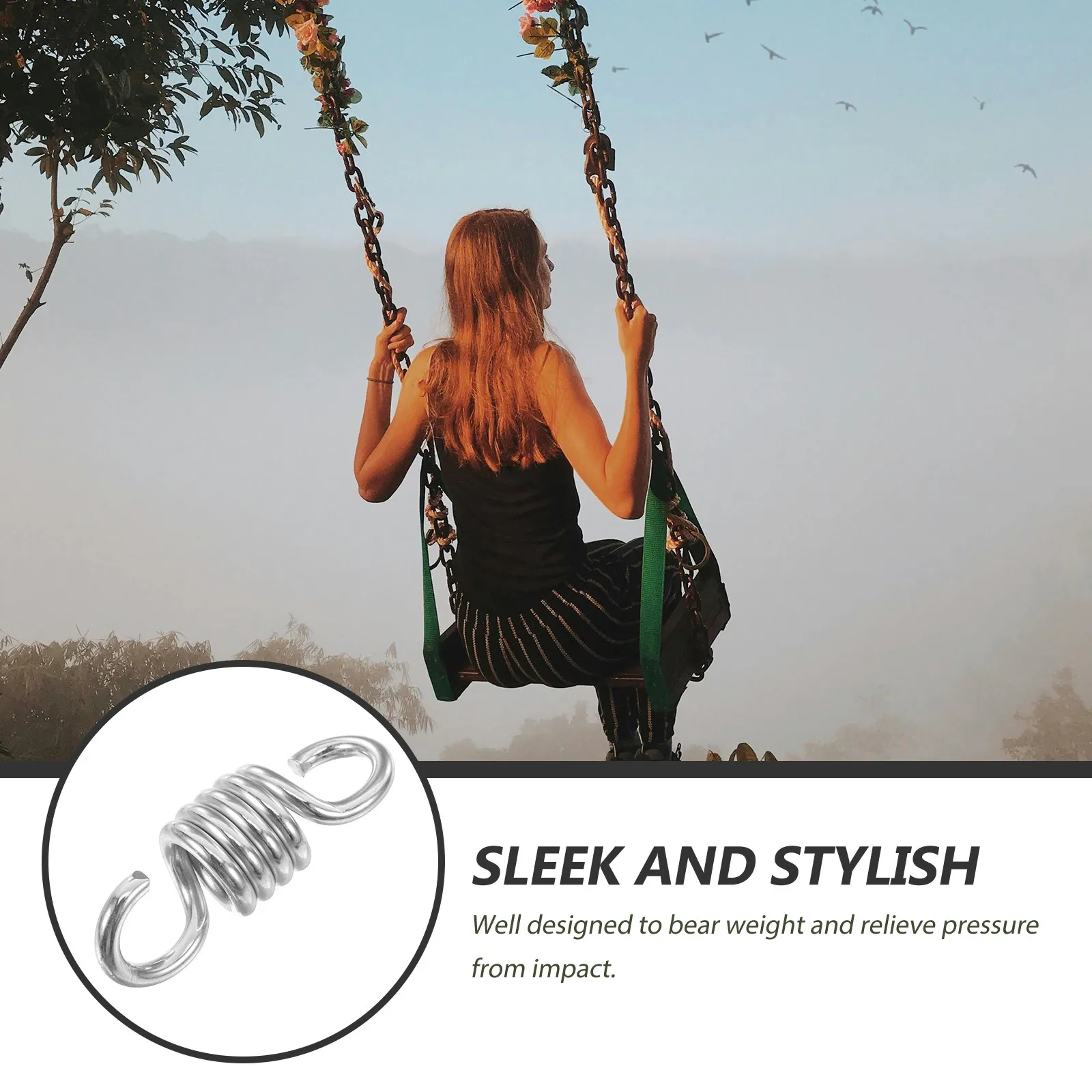 2Pcs Heavy Duty Swing Springs Replacement Extension for Hammock Chair Porch Swing Outdoor Hanging Chair Spring Hangers Support