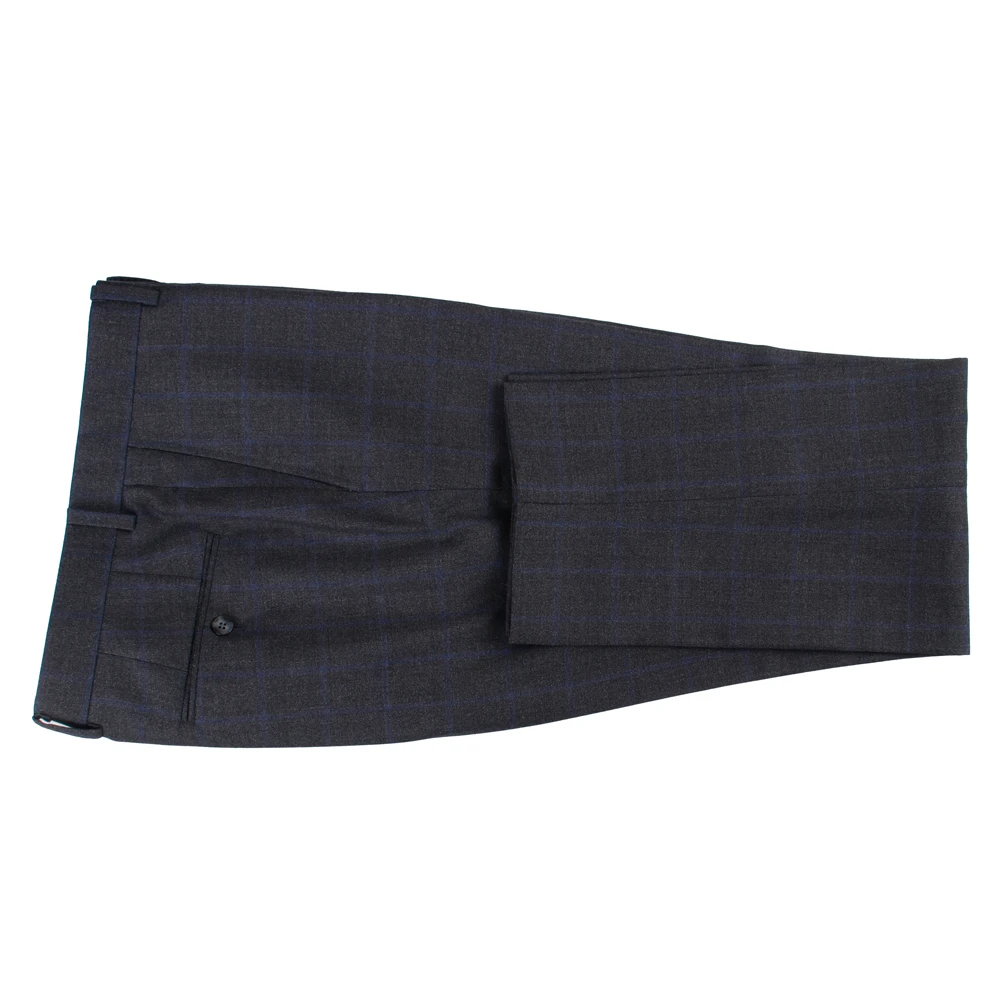 Весенняя мода 2025 года, роскошные фланелевые костюмы из 100% шерсти Super 120 из чистой шерсти, костюмы на заказ, темно-серые клетчатые костюмы, костюмы на заказ