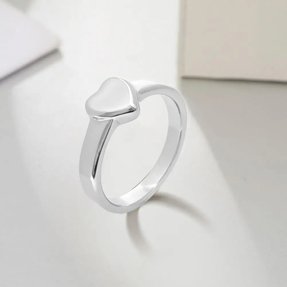 Adult Ring Retro Polished Titanium Steel Heart Knuckle Ring Simple Style Anti-rust Thumb Band Lightweight Multi-size Finger