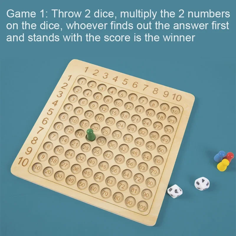 Montessori-Wooden 99 Jogo de tabuleiro de multiplicação infantil, aritmética matemática, aritmética de contagem, brinquedo interativo para crianças