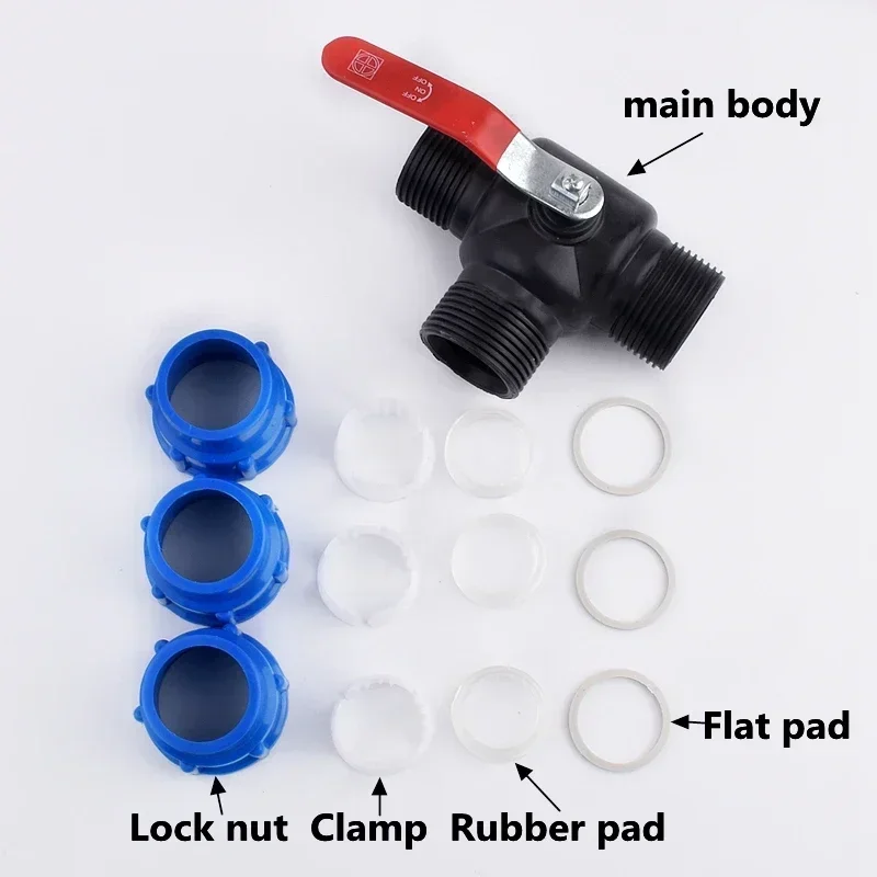 1Pcs 25mm 32mm 40mm 50mm Water Pipe Plastic Steel Core Ball Valve 3-Way Quick Connector T-Type PVC PE Fast Connection