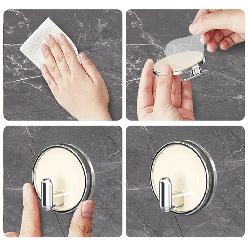 Gancho Circular de 4 piezas para colgar en la pared, fuerte autoadhesivo, colgador de ropa de baño, toalla, llave, accesorios de organización de cocina