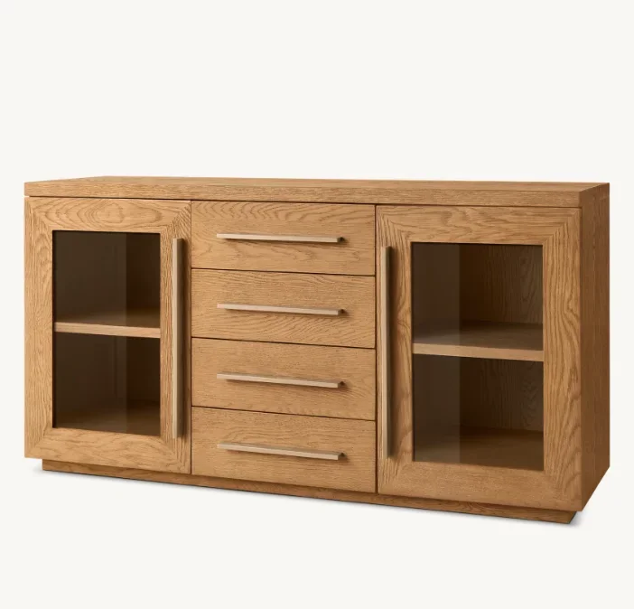 Solid wood dining room furniture Double door sideboard with drawers