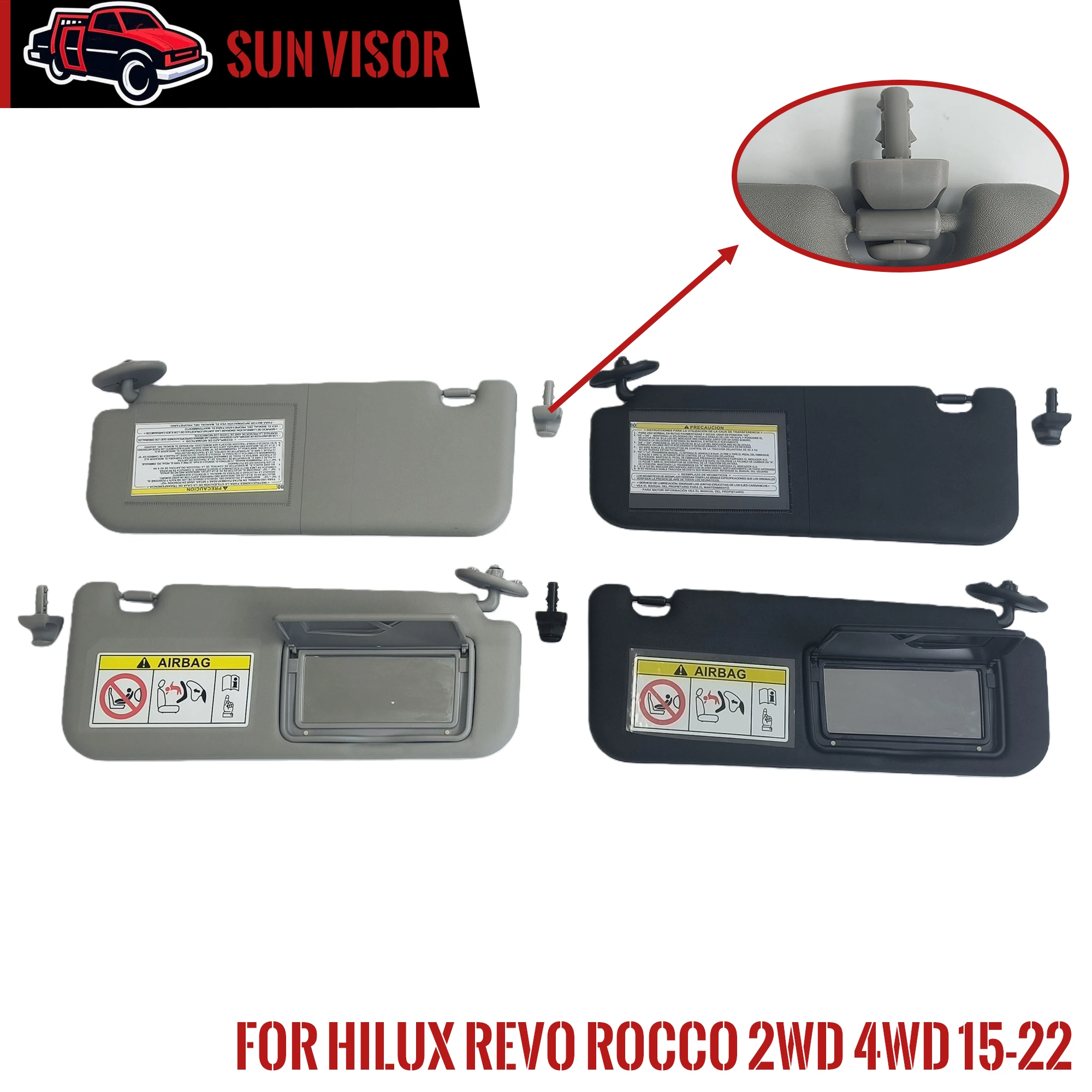 

Солнцезащитный козырек для Toyota Hilux Revo Rocco 2WD 4WD 2015-2022, левый (водительский), правый (передний), внутренний