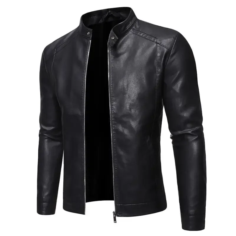 

Black Faux Leather Outwear Male Pu Leather Mens Brand Coats Men Faux Leather Jacket male Motorcycle Men's Leather Jackets