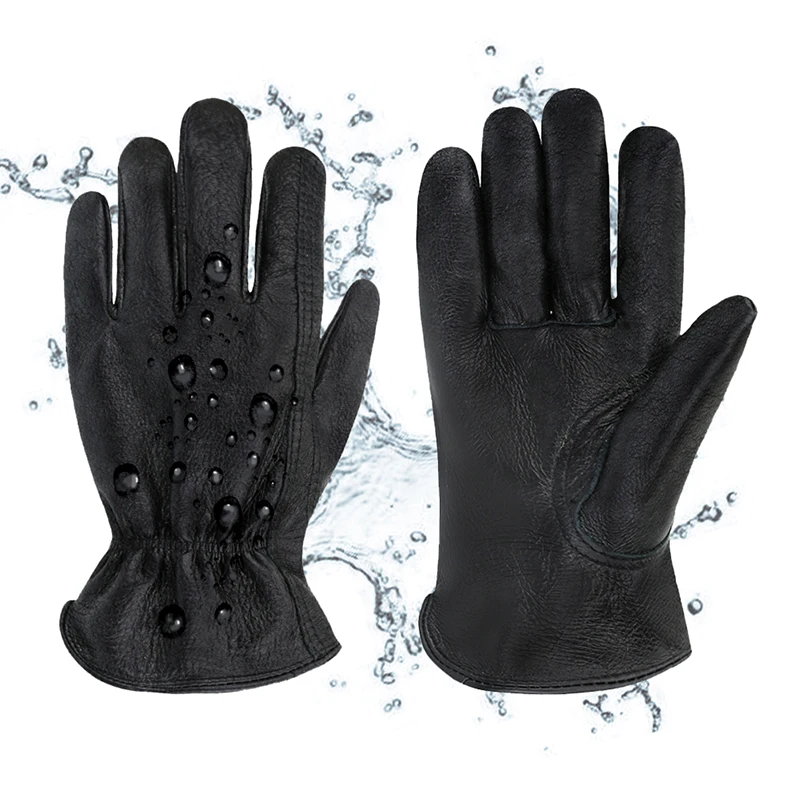 Waterproof Work Gloves for Men， Black Garden Working Gloves, Driving Motorcycle Ski Non-slip Waterproof Cycling Safety Gloves