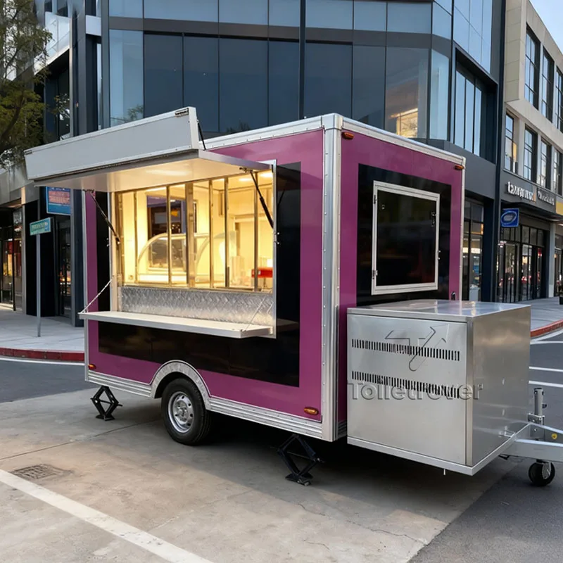 

Commercial Mobile Chrome Food Truck Supplies Tacos French Fries Baked Potatoes Sandwich Bangkok Food Trailer For Sale