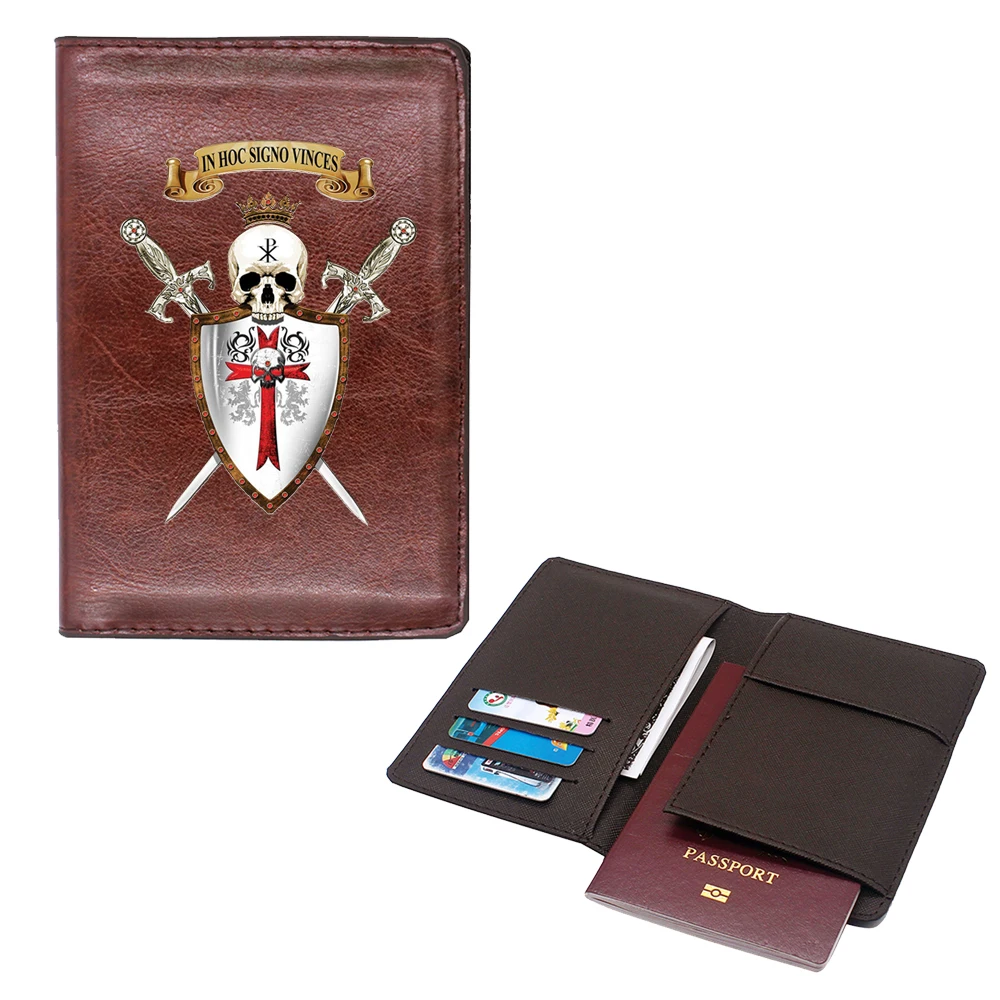 Capa de passaporte de couro para homens e mulheres Slim ID Card Holder Carteira de bolso Bolsa de dinheiro Bolsa de viagem Classic Warhammer 40K Banner Design