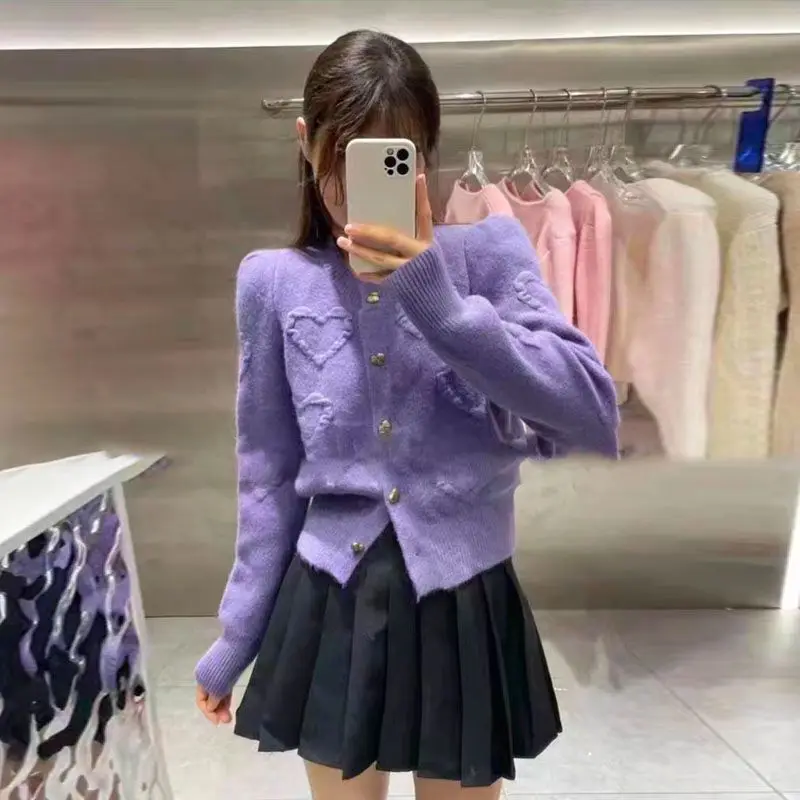 Knitted Cardigan Jacket Sweater Women\'s New Fashionable and Stylish Milk Series Outfit Design Top