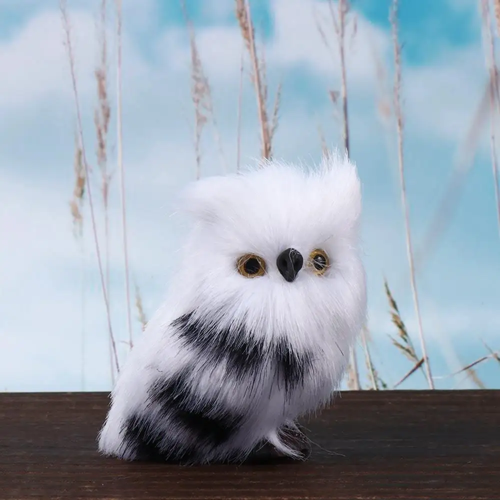 Owl Miniature Figurines Furry Bird Garden Decor Desktop Craft Lifelike Animal Owl Owl Ornament Artificial Owl Owl Plush Toys