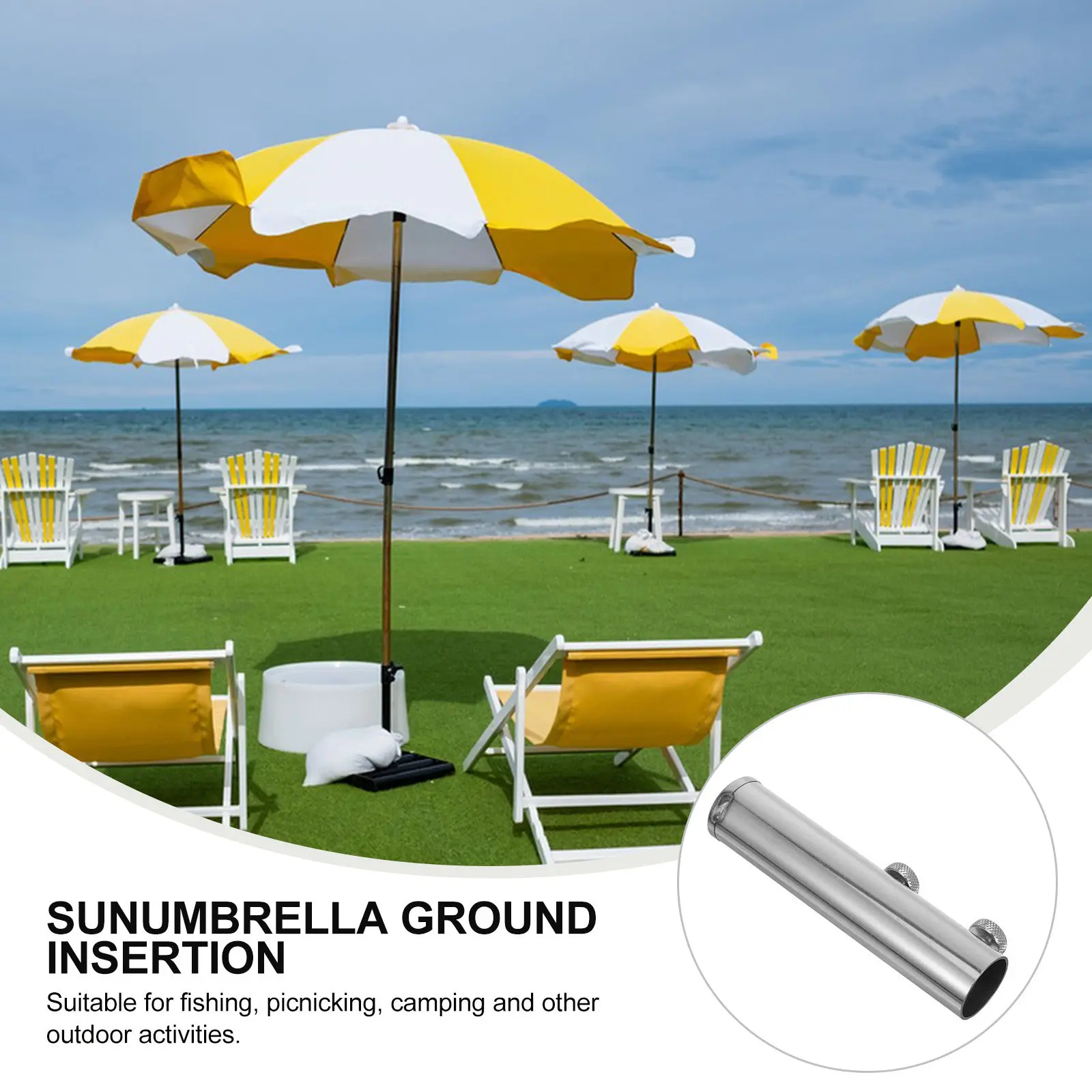 Umbrella Stakes Tube for Grass Beach Umbrella Spike Tube Sturdy Portable Compact Sand Anchor for Outdoor Patio Lawn Camping Use