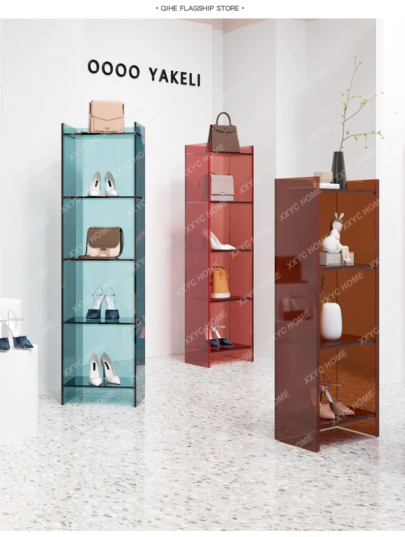 

FG11Acrylic Organic Glass Storage Rack Clothing Store Rack for Holding Shoes and Bags Multi-Layer Floor-Standing Display Rack