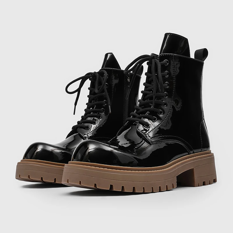 Fashionable Men High-top Chelsea Boots in Multiple Colors Men Lace-up Thick-soled Anti-slip Work Boots Outdoor Combat Boots Men