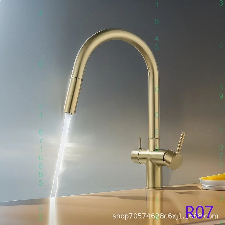 Kitchen Faucet Cold Hot 3-in-1 Dual Control Purified Water Brass Kitchen Sink Mixer Tap