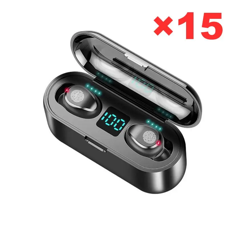 Original F9 TWS Bluetooth Earphone Wireless Headphones Earbuds Hearing Aids Headset Ps4 Handfree With Mic Wholesale Resell 15pcs