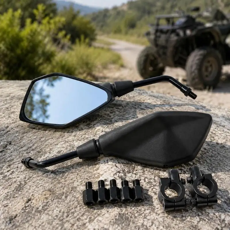 D5BE Black Side Mirror with Thread Adapters for Motorcycle Service
