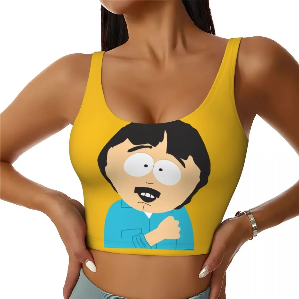 

Custom Adult Animated Comedy Movies SouthPark Sports Bra Women High Impact Workout Yoga Crop Top
