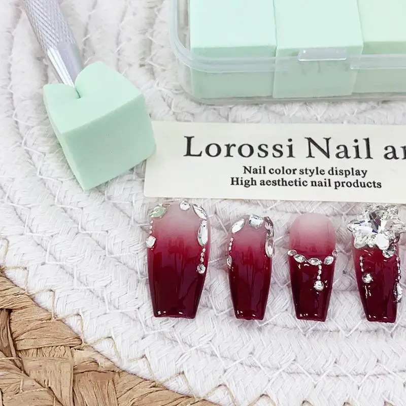 2 سنتيمتر/0.79in لينة مسمار الفن الإسفنج 9 قطعة/صندوق مسمار الختام التدرج تأثير اللوحة هلام هالة الصباغة أداة فرشاة DIY مانيكير صالون