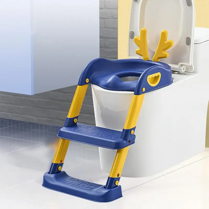 Children's Step Toilet Seat Ring Baby Boys And Girls Toilet Folding Stand Step Stool Ladder Bathroom Accessories Safe Potties