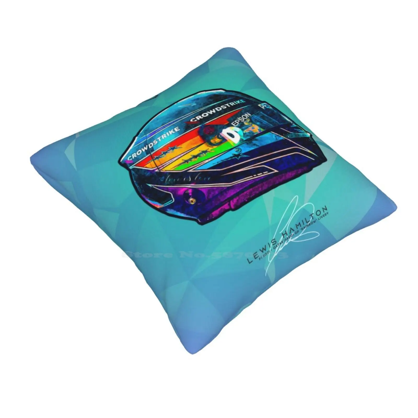 2021 Lewis-Rainbow Qatar & Gp Crash Helmet Artwork Soft Comfortable Pillowcase Lewis 2021 Motor Racing Car Racing Helmet