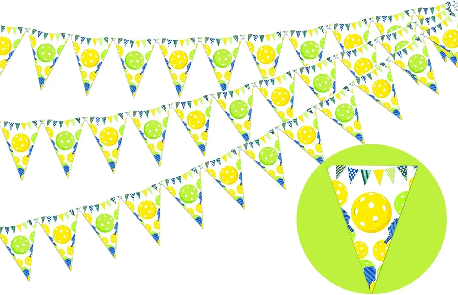 Pickleball Pennant Banners, Funny Pickle Theme, Triangle Garland Flags, Sports Theme Party Supplies for Birthday Baby Shower