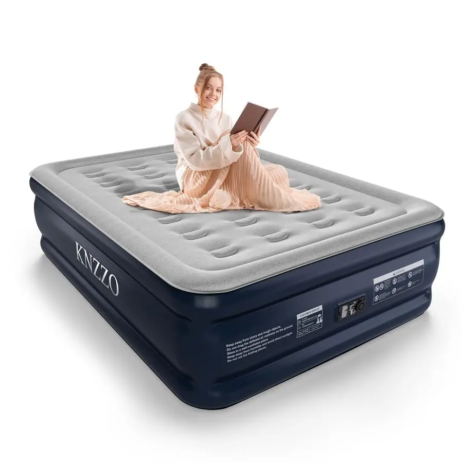 

Full Air Mattress with Builtin Pump, 18 Top Inflatable Mattress with Waterproof Flocking Fabric, ThreeMinute QuickInflatable Be