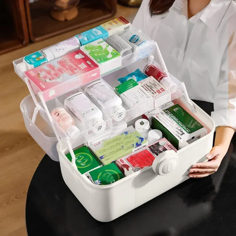 1Pcs Large Capacity Family Medicine Organizer Box Portable First Aid Kit Medicine Storage Boxes Organizers Plastic