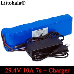 Liitokala 24V 10ah 7S4P batteries 250W 29.4v 10000mAh Battery pack 15A BMS for motor chair set Electric Power + 29.4V 2A Charger