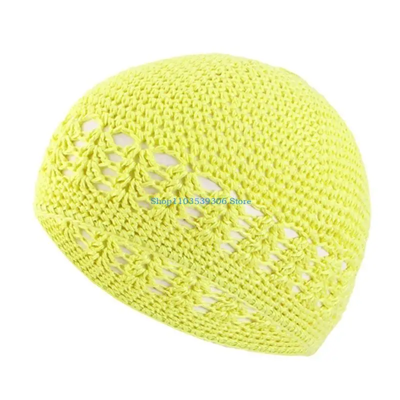 400A Teens Crochet Islamic Beanie Breathable Protecting Winter Driving Hat for Adult
