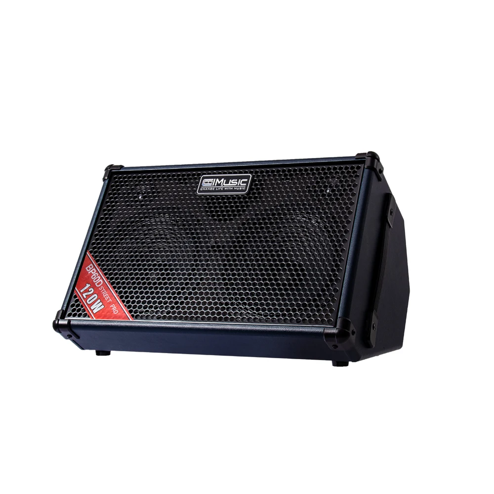 yyhc COOLMUSIC BP60D 120W Wood Power Guitar Amplifier for Busker Outdoor Speaker with Microphone Input Reverb Effects