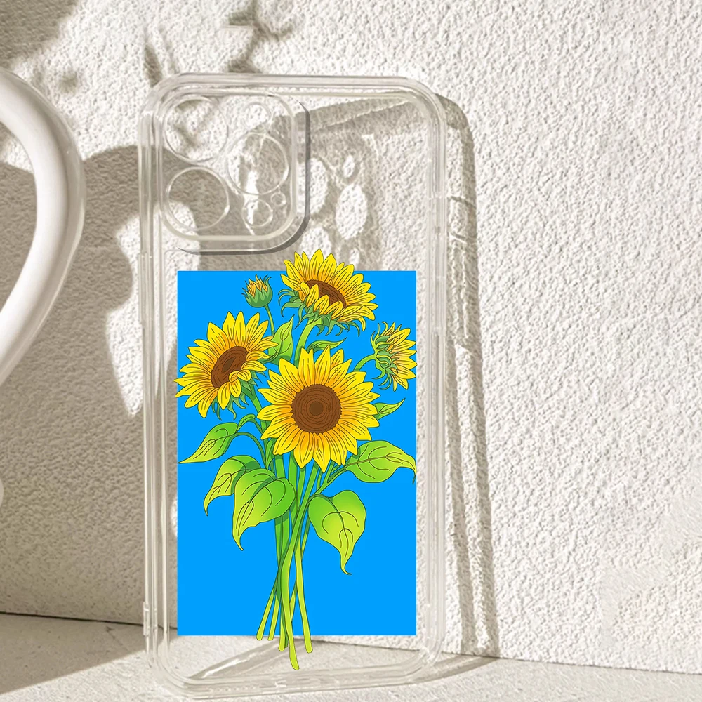 Силиконовый чехол для телефона с подсолнухом для iPhone 17, 16, 15, 14, 13, 12, 11 Pro Xs Max Air Mini 7, 8, 6 6 6s Plus SE 2020 2022, чехол