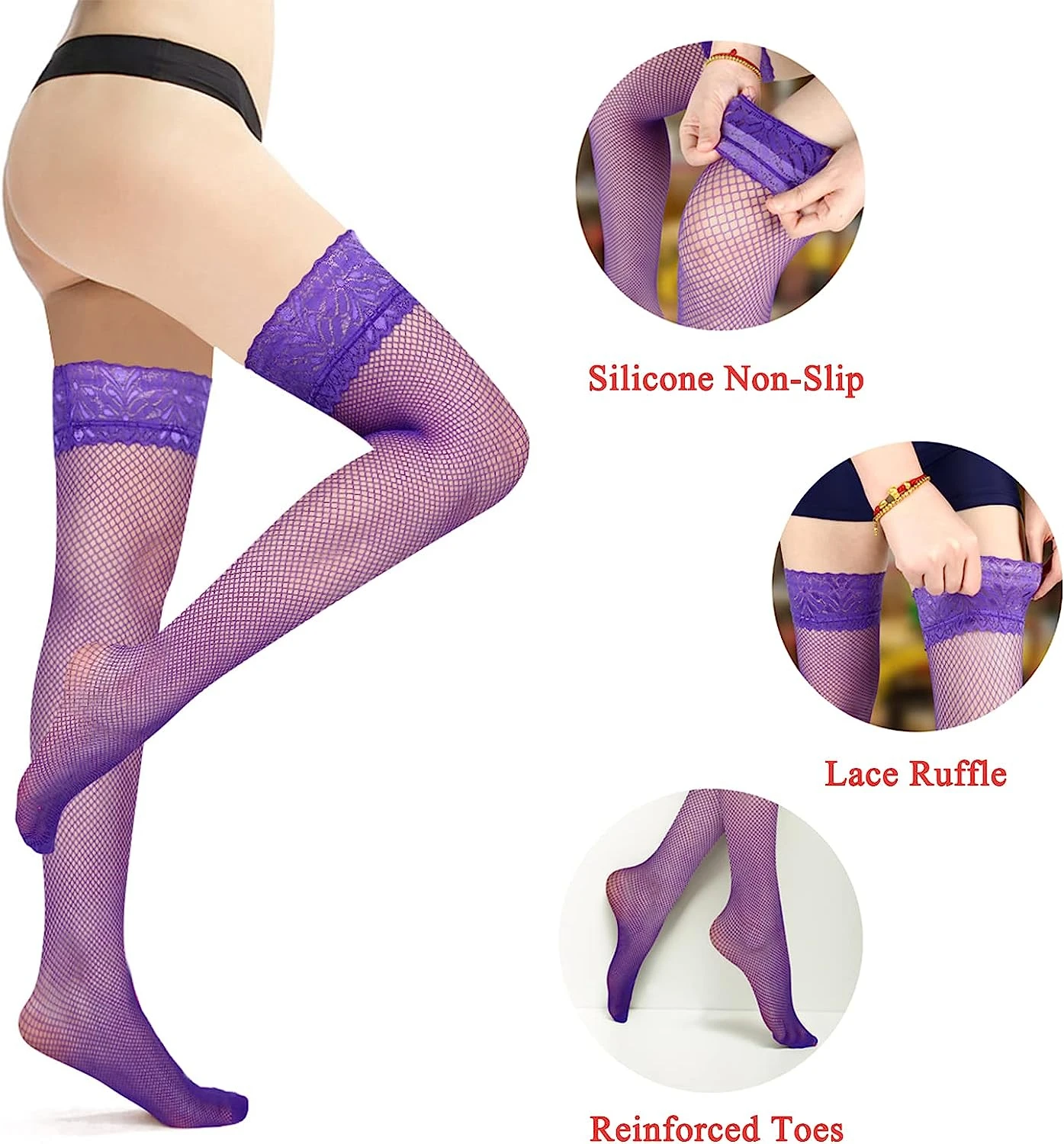 

Double Non-slip Silicone Stockings for Women Lace Stay Up Stockings Sexy Fishnet Hosiery Women's Thigh High Stockings sex medias