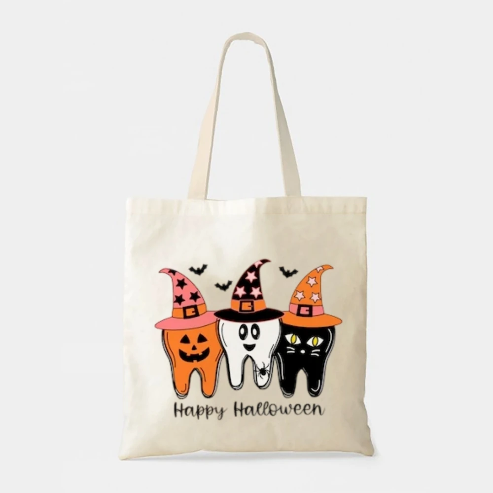 

Halloween-themed canvas bag | Bookish| Booktok| Book Lover Gift Weekend Bag| Work Bag| Reusable Tote| College Bag vintage
