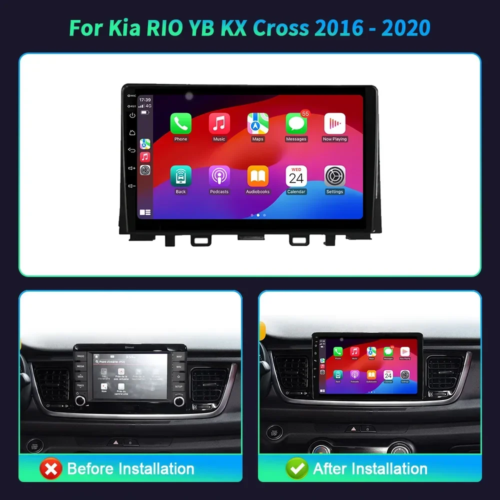 NEW Kia RIO YB KX Cross 2016-2020 Wireless CarPlay Android 14 Navigation Touch Screen Stereo  Car Radio Multimedia Video 4G GPS