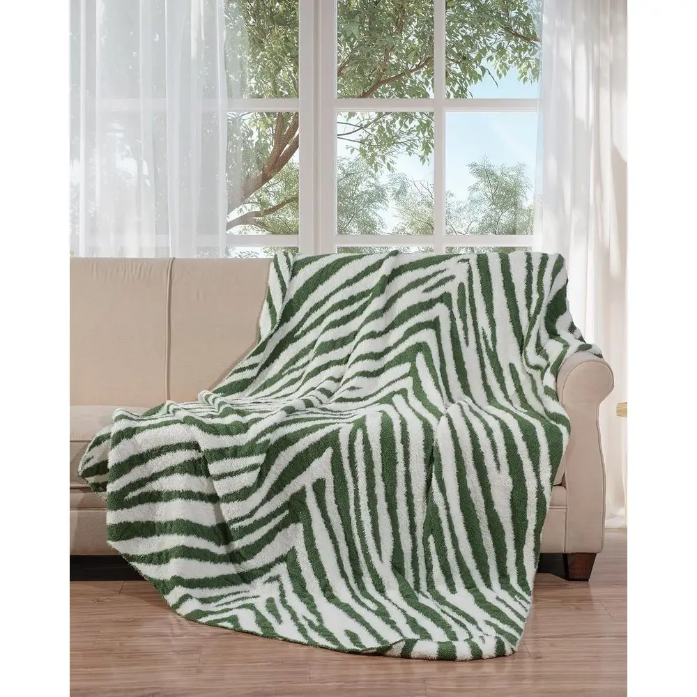 بطانية رمي بطبعة حمار وحشي فائقة النعومة، قطيفة مريحة للأريكة أو السرير، نمط غربي خفيف الوزن، مقاس 60 × 80 أخضر للنساء والمراهقين