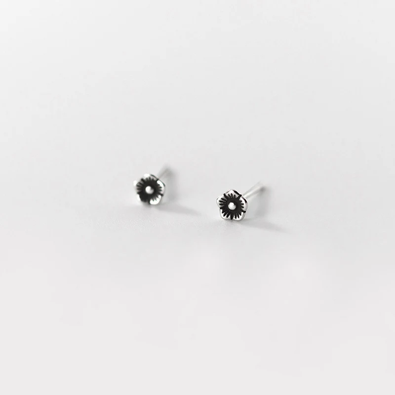 Modian Small Vintage Silver Stud Earrings for Women 925 Sterling Silver Studs Ear Fine Jewelry Accessories Prevent allergy
