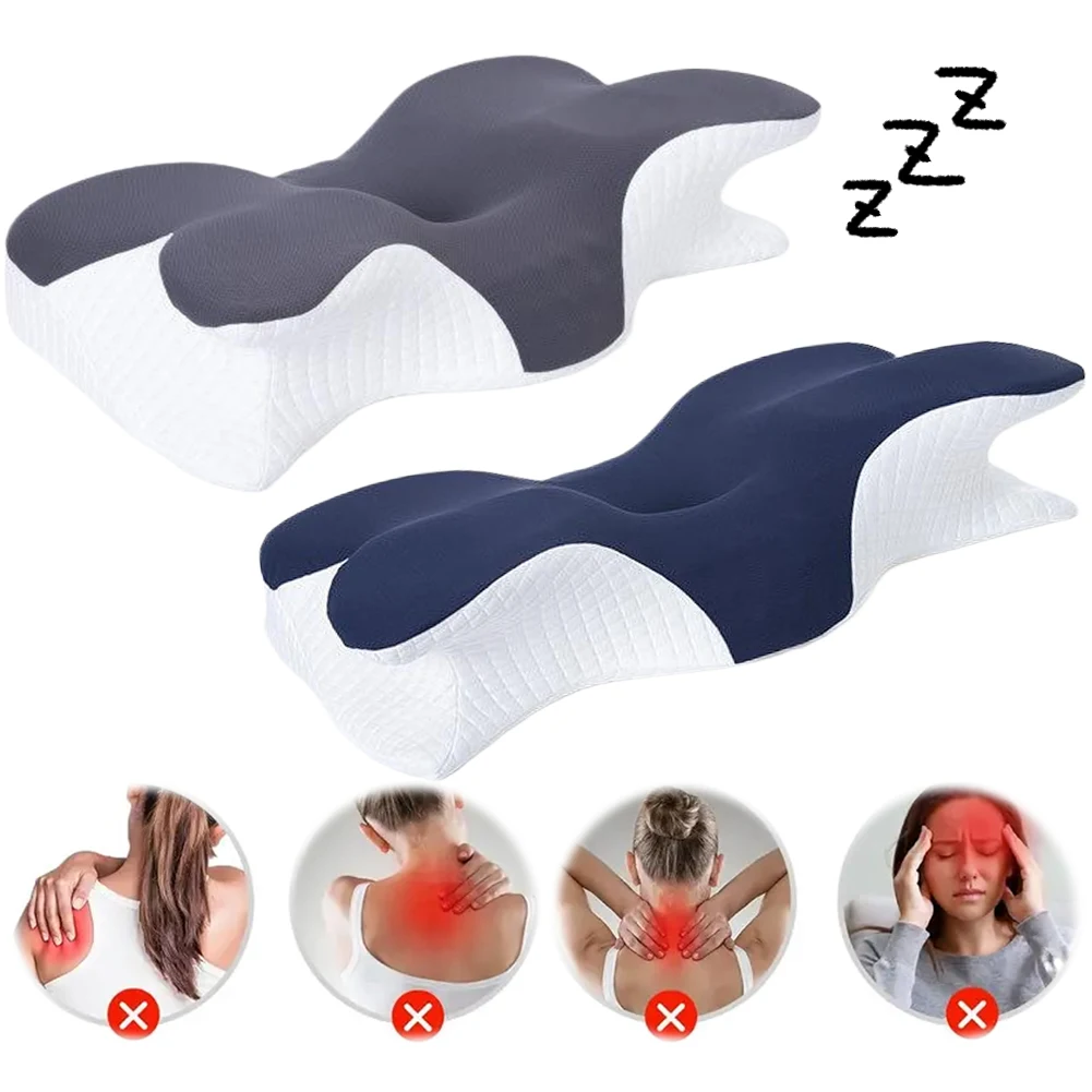 Almohada de espuma viscoelástica, almohada para vértebra Cervical, almohada ergonómica de espuma viscoelástica de rebote lento, protección del cuello, almohada ortopédica para dormir