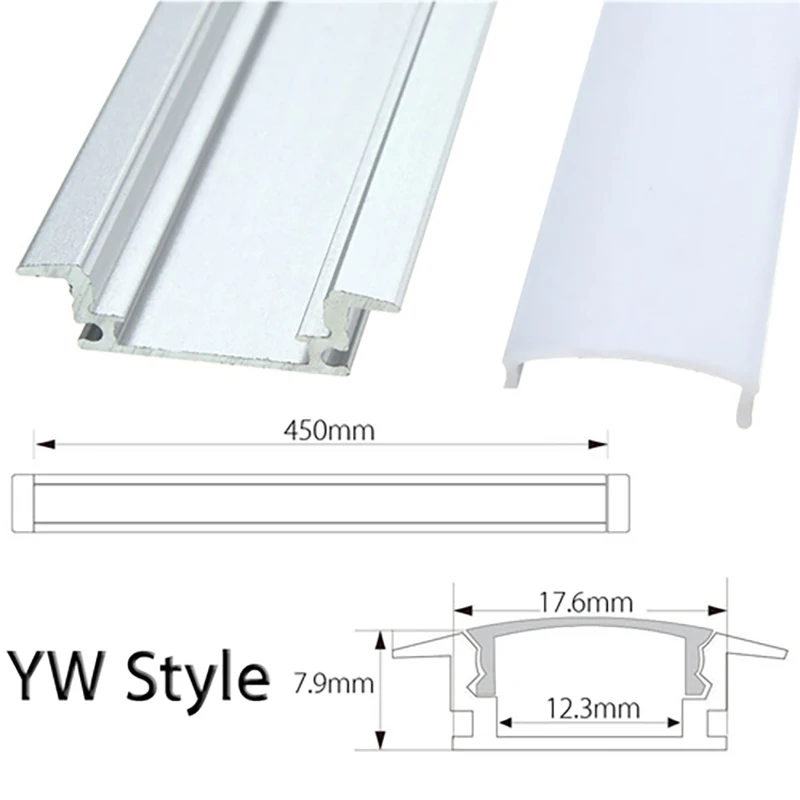 30/45/50cm LED Bar Lights Aluminum Channel Holder U/V/YW-Style Shaped Milk Cover End Up Lighting Accessories for LED Strip Light