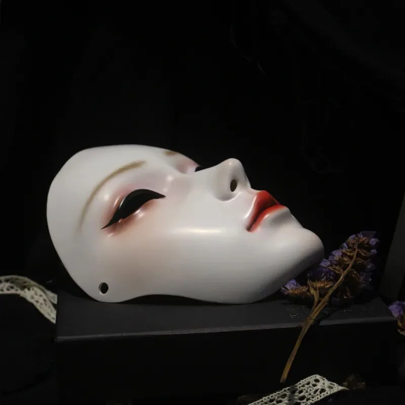 Prop Ancient Hanfu Mask for Men and Women, Halloween, Dance Masquerade, Beautiful Dress up, National Style, Full Face Ball Art