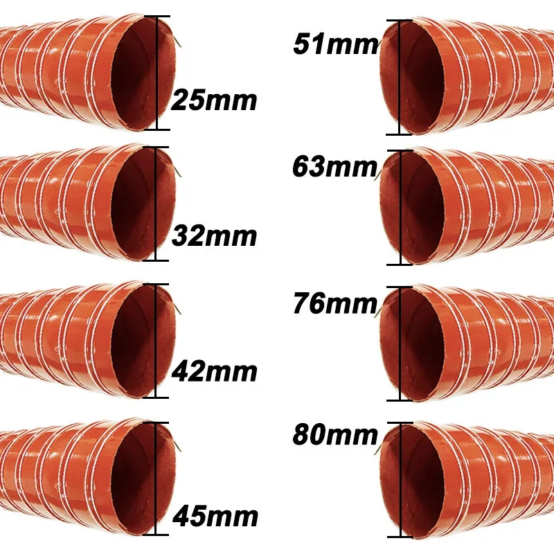 3M 118inch Silicone Universal Car Hood Air Intake Pipe Air Ducting Hose Tube Coat Heat Resistant Flexible 25/32/38/42/45/51/63mm