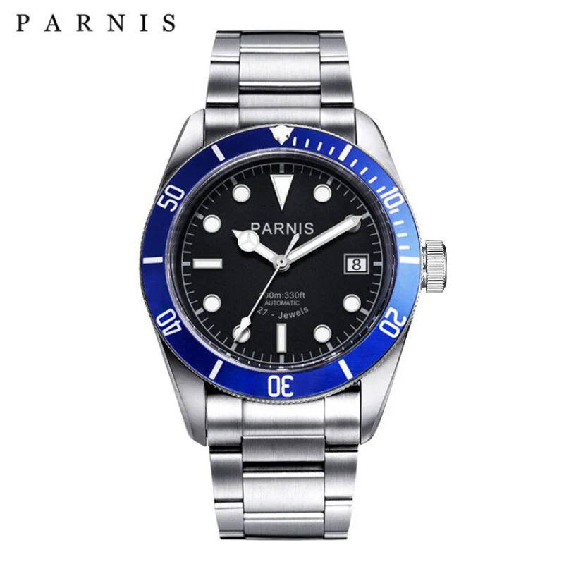 

Fashion Parnis 41mm Blue Bezel Automatic Mechanical Men Watch 21 Jewel Calendar Luxury Waterproof Watches reloj para hombre 2024