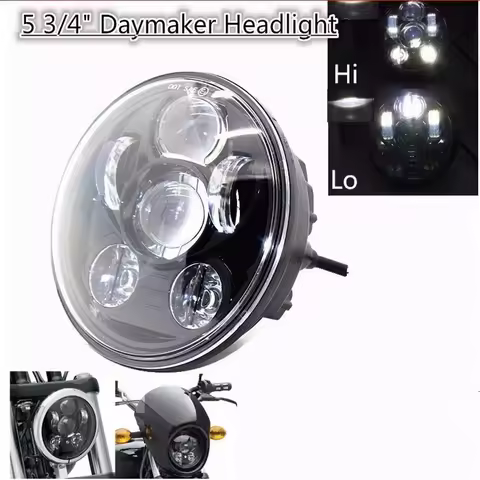 5.75" 5 3/4 LED Motorcycle Headlight Black For Harley Sportster 1200 XL1200L Custom XL1200C 883 XL883 883L XL883R 48