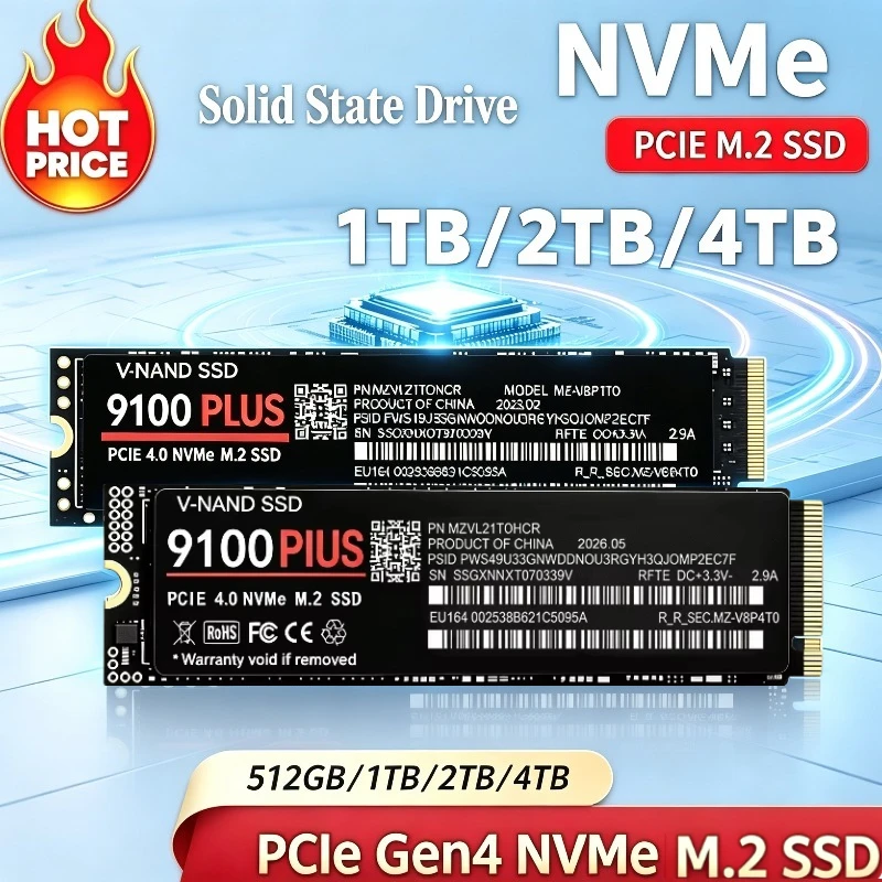 Original M.2 2280 NVMe 9100 PLUS SSD PCIe Gen4.0 X4 1TB 2TB 7300MB/s TLC 3D NAND Interne Gaming-Festplatte für PS5 PC Laptop Desktop