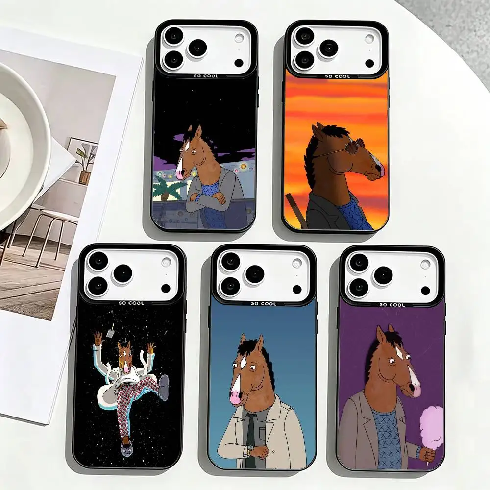 B-BoJack Horseman Cartoon  Phone Case For iPhone18 17,16,15,14,13,12,11 Plus,Pro Max,XS,Colored Silver Plated Inside Cover Gift